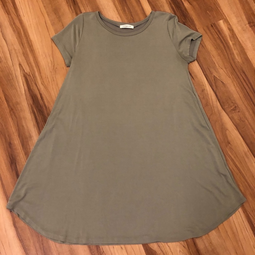 Ginger G Olive Green Short Sleeve Dress